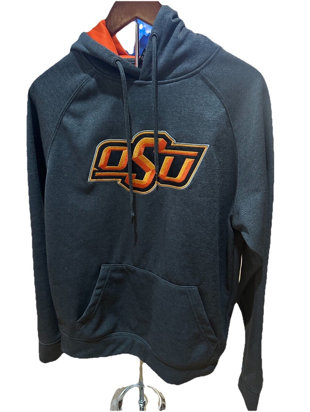 Oklahoma State OSU Hoodie Mens Small Colosseum Black Orange Pullover